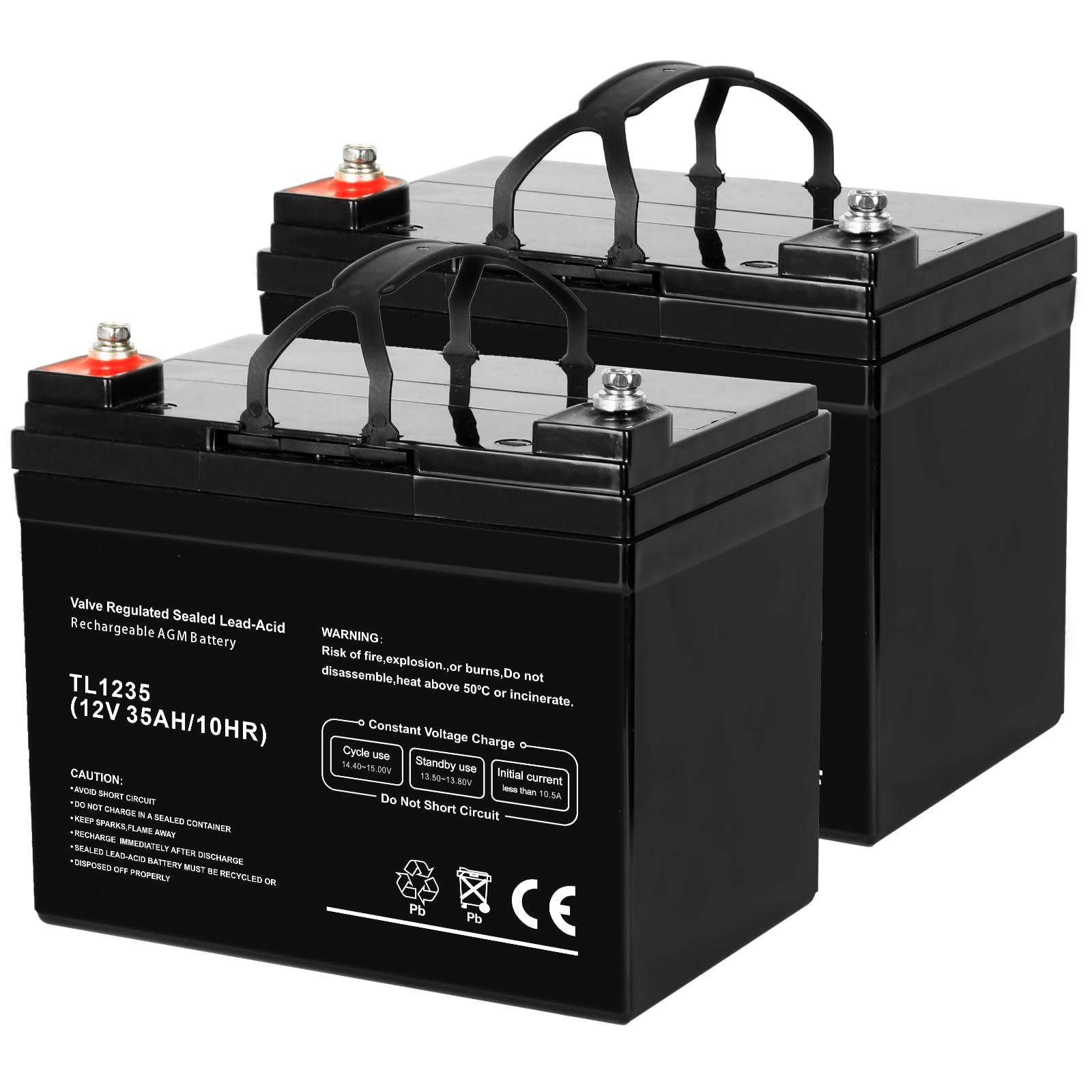 WEIZE 12V 35AH Deep Cycle Battery for Scooter Pride Mobility Jazzy Select Electric Wheelchair, Set of 2