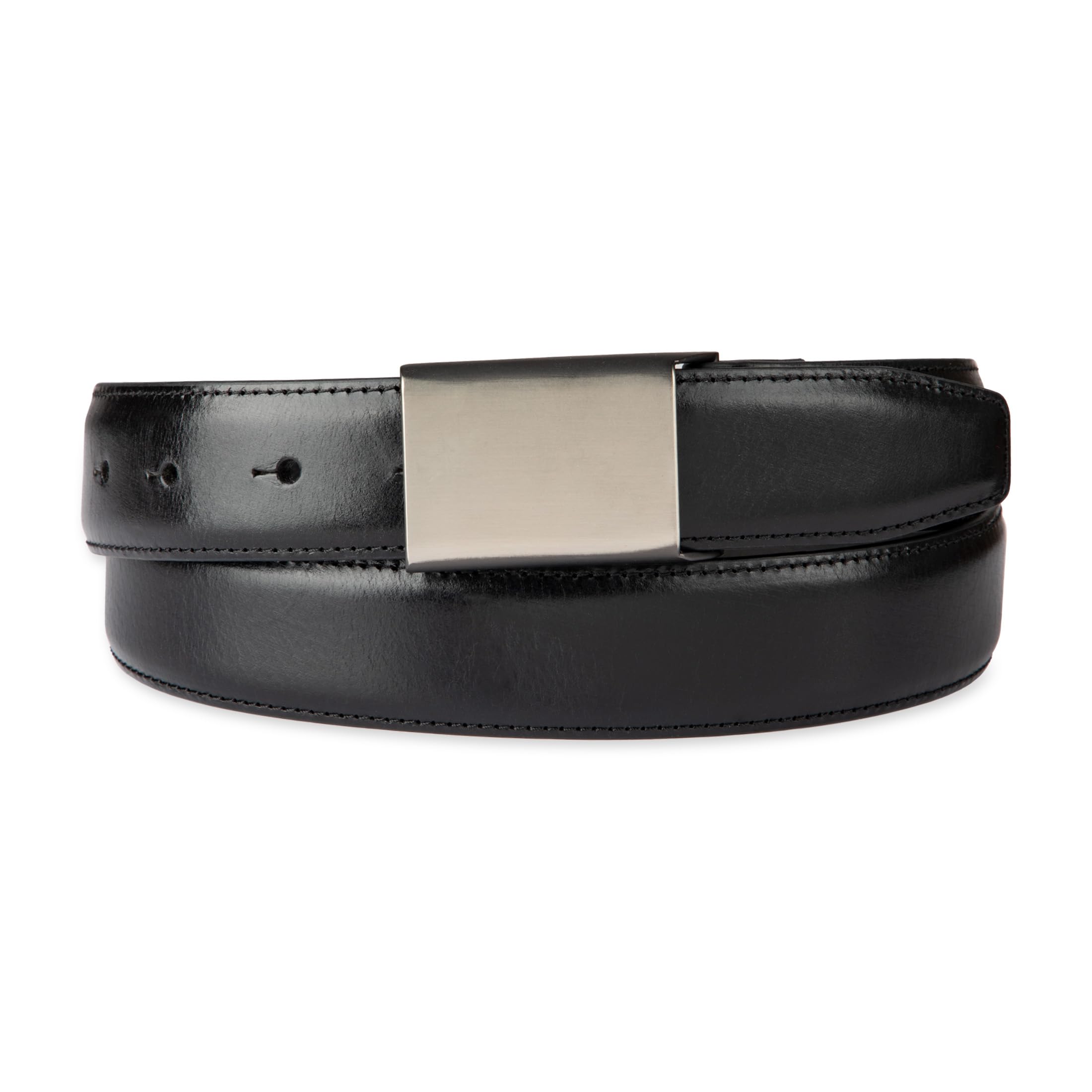 Haggar Men's Sleek Plaque Buckle Dress Belt, Black, X-Large (42-44)
