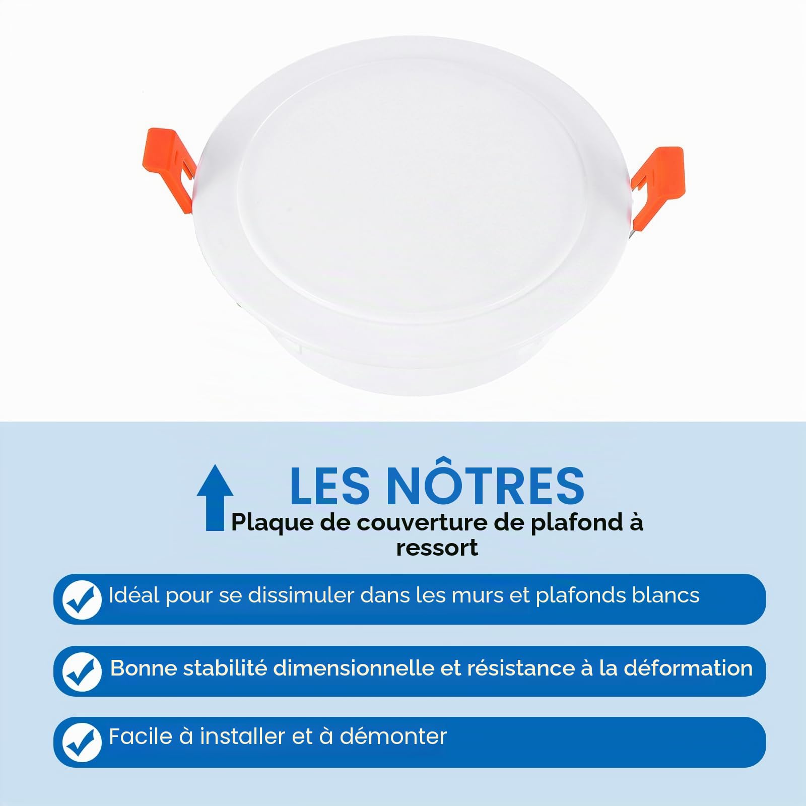 PATIKIL Plaque de Couverture de Plafond à Ressort de 6 Pouces Encastrée Murale Encastré avec Panneau à Boucle Adapté aux Ouvertures de Plafond en Verre Rond de 6,1 à 7,5 Pouces, Blanc