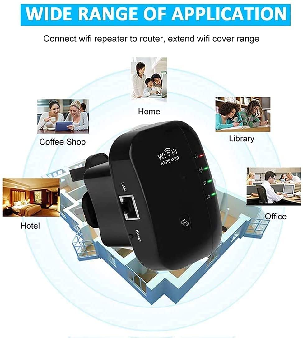 2026 WiFi Extender, WiFi Booster, WiFi Repeater, Covers Up to 3000 Sq.ft and 45 Devices, Internet Booster - with Ethernet Port, Quick Setup, Home Wireless Signal Booster, UK Plug — view 3