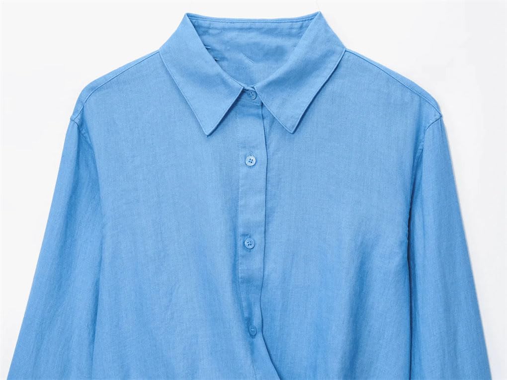 Women's Asymmetrical Hem Straight-Cut Solid Color Shirt