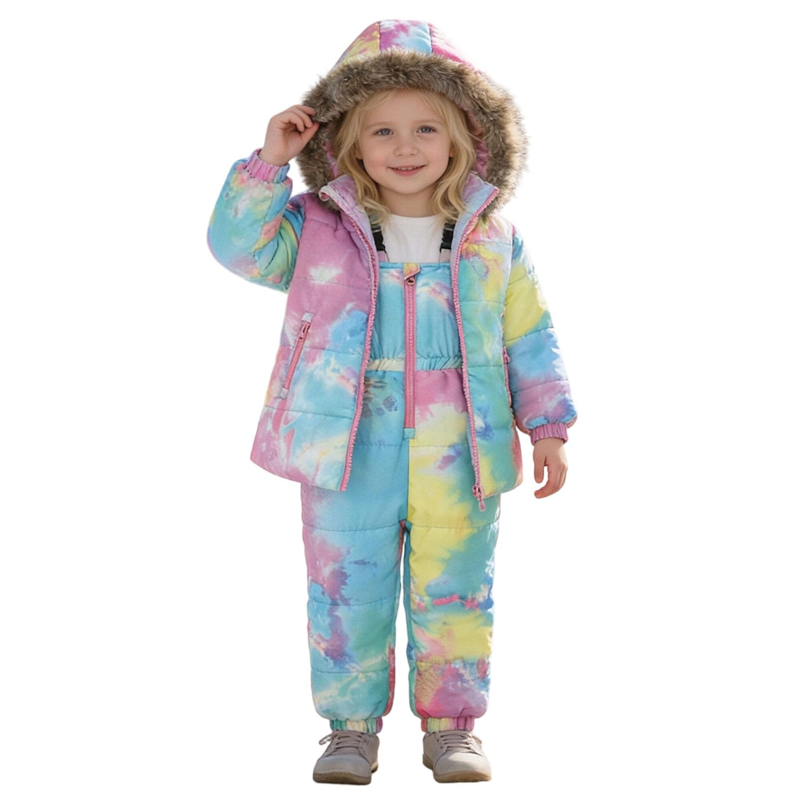 Generisch 2026 Abrigo de invierno para como chaqueta con capucha, forro polar, grueso, resistente al viento, con cremallera, ropa de abrigo cálida, conjunto de mono y peto