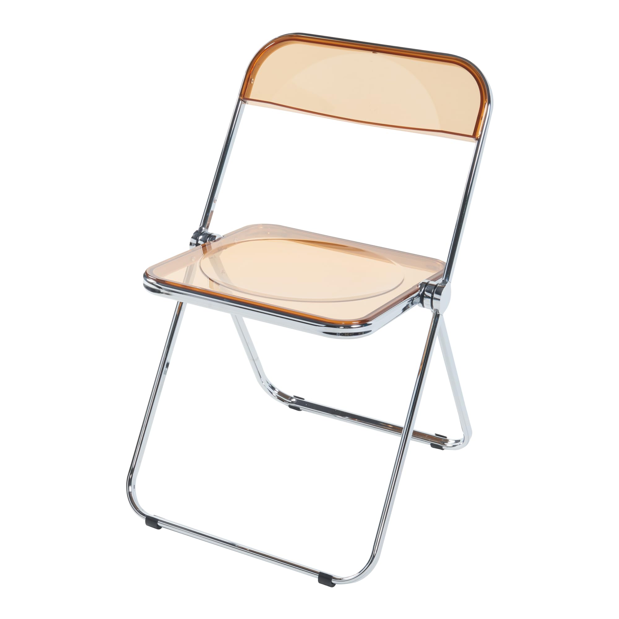 [en.casa] Juego de 2 Sillas Plegables Pornainen Transparentes para Eventos y Hogar Asiento Auxiliar Máx. 120 kg/Silla Oficina Estilo Moderno Diseño Estable 74 x 46 x 47 cm Acero Plástico - Naranja