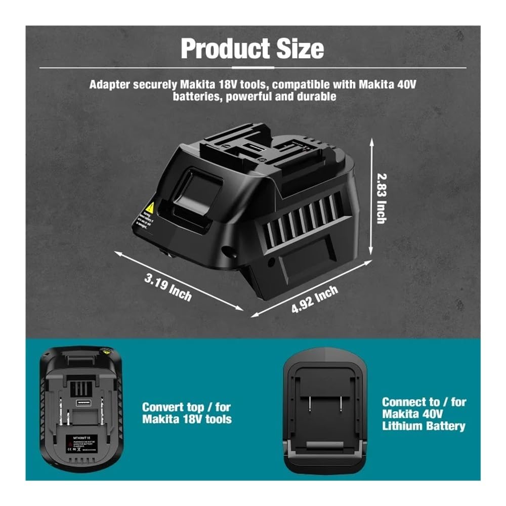 Conversión de batería de Iones de Litio de 40V a Compatible con batería de Iones de Litio de 18V Makita, Herramienta eléctrica inalámbrica, convertidor Adaptador de batería MT40MT18