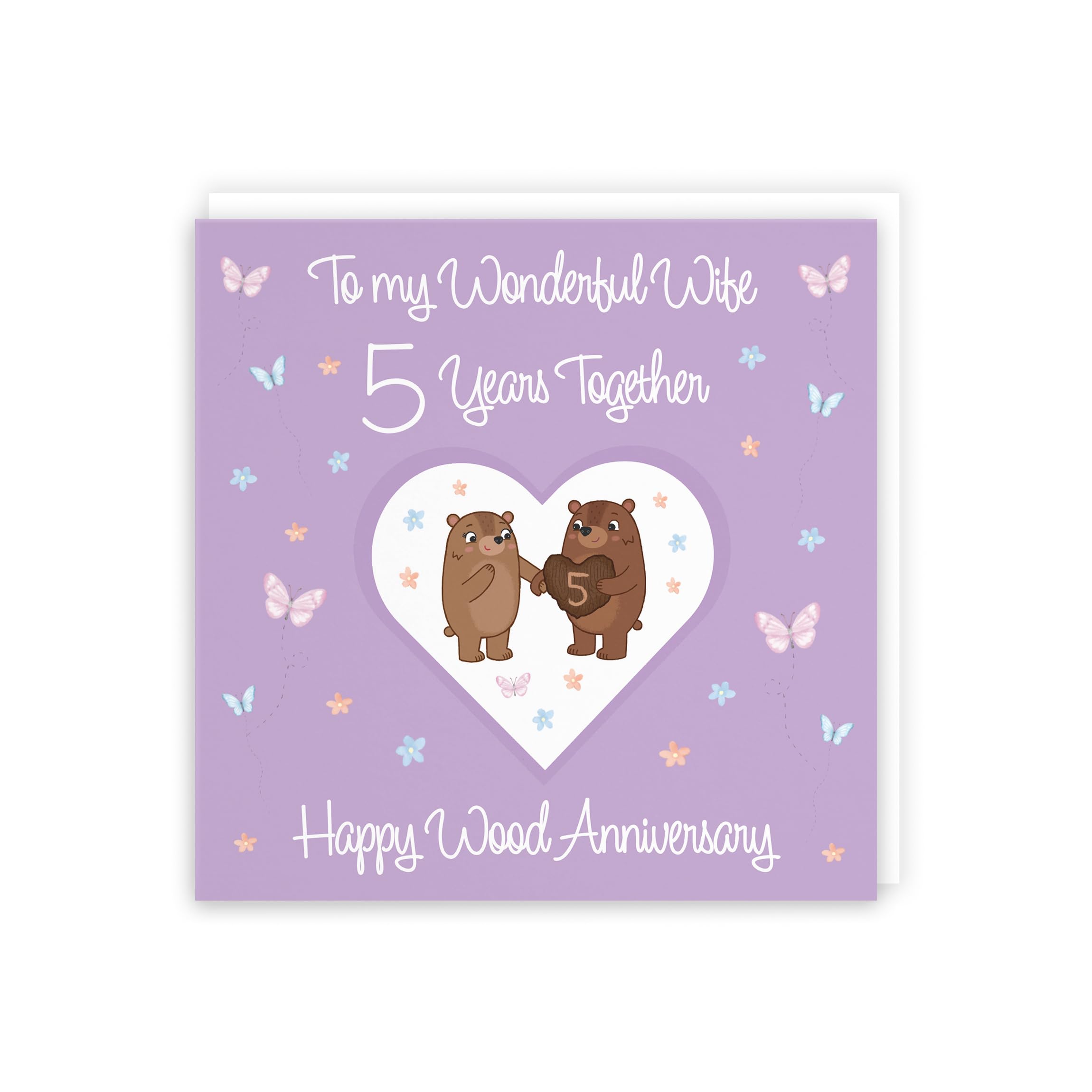 Hunts England - Wife 5th Anniversary Card - 5 Years - Wood Anniversary - Romantic Meadows - Fun Card - Fifth Anniversary Card For Wife - Image 3