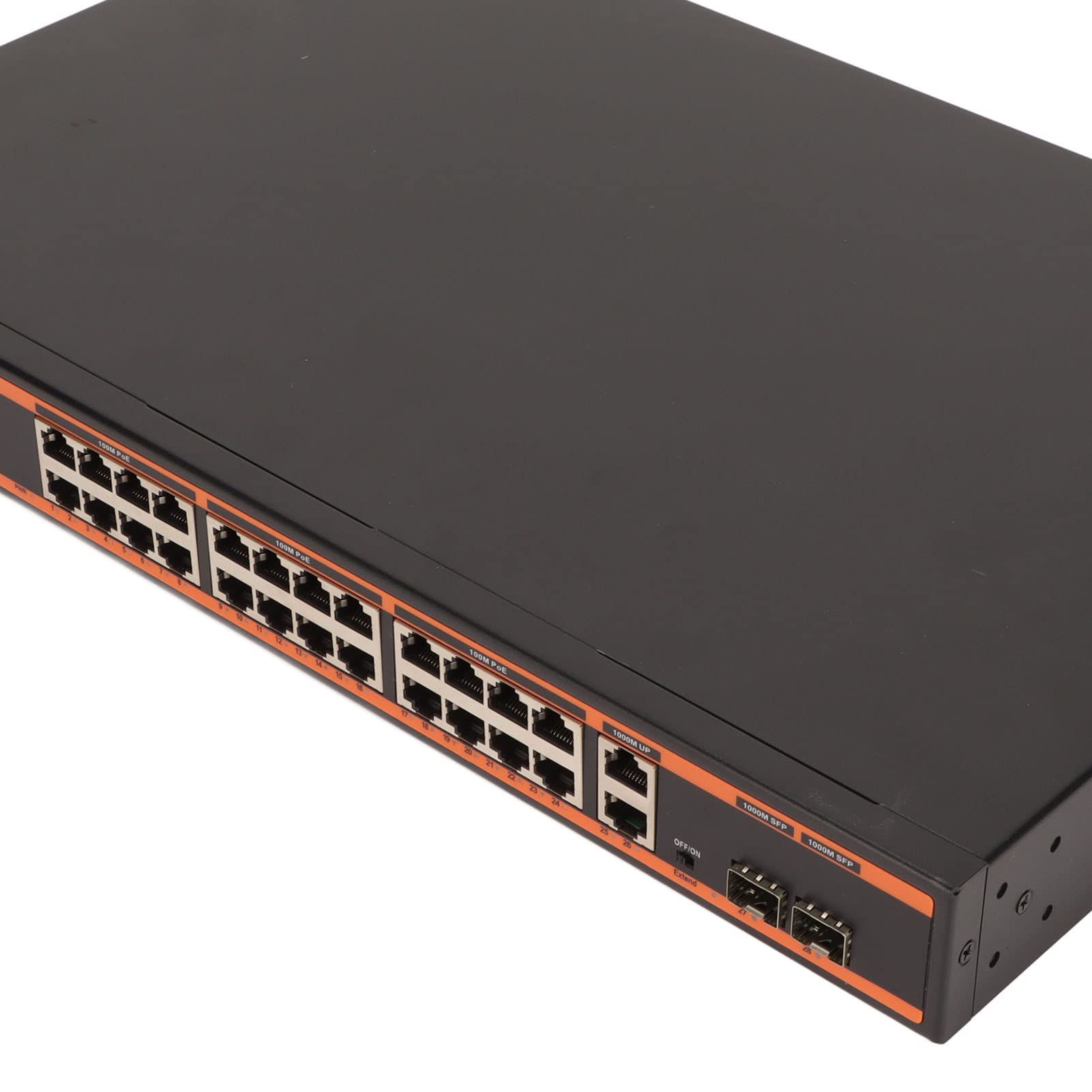 Switch Smart Gigabit Ethernet Poe a 26 Porte, 24 Porte Poe, 2 Porta Uplink Gigabit, Switch Non Gestito Ieee 802.3af/a Desktop, Fino a 250 M e 10 Mbps, Rilevanto