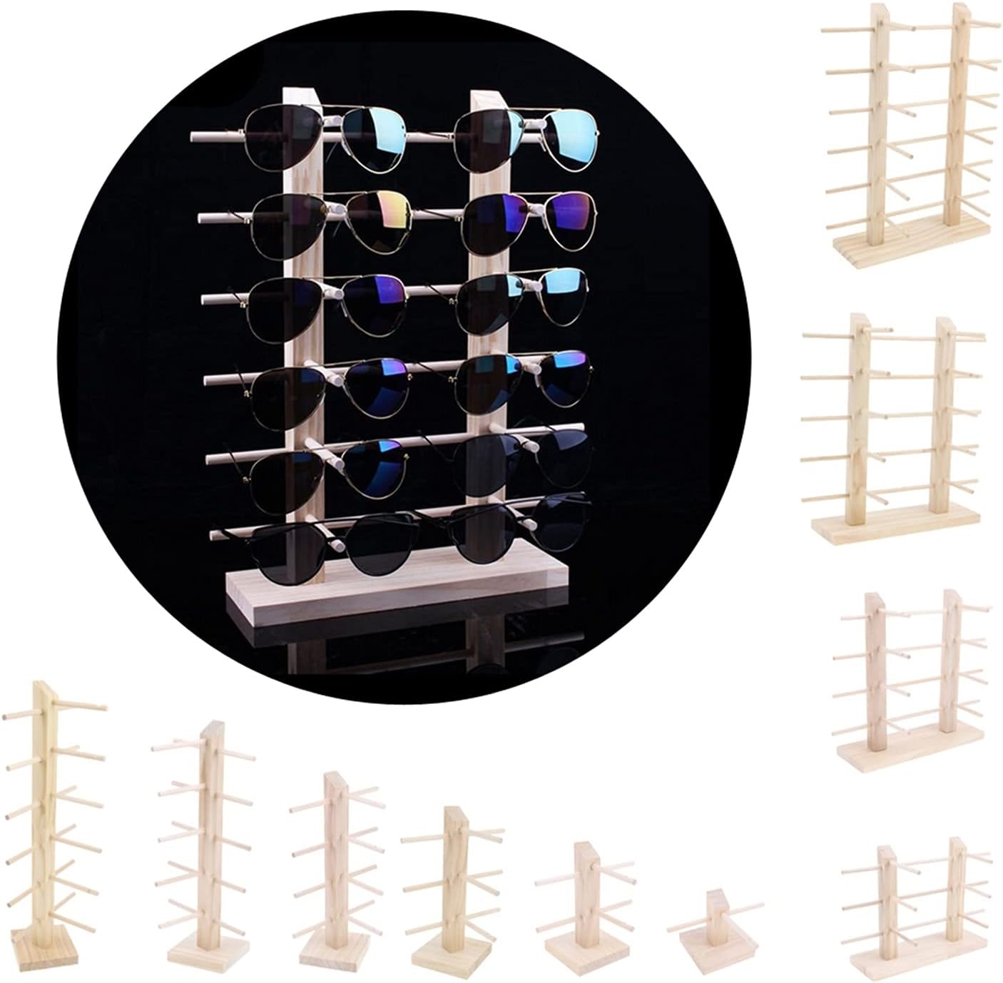 Eyewear Frames Wood Sunglasses Glasses Rack Frame Glasses Display Stand Holder Organizer Single or Double Lines Display Stands (Color : 9) (4)