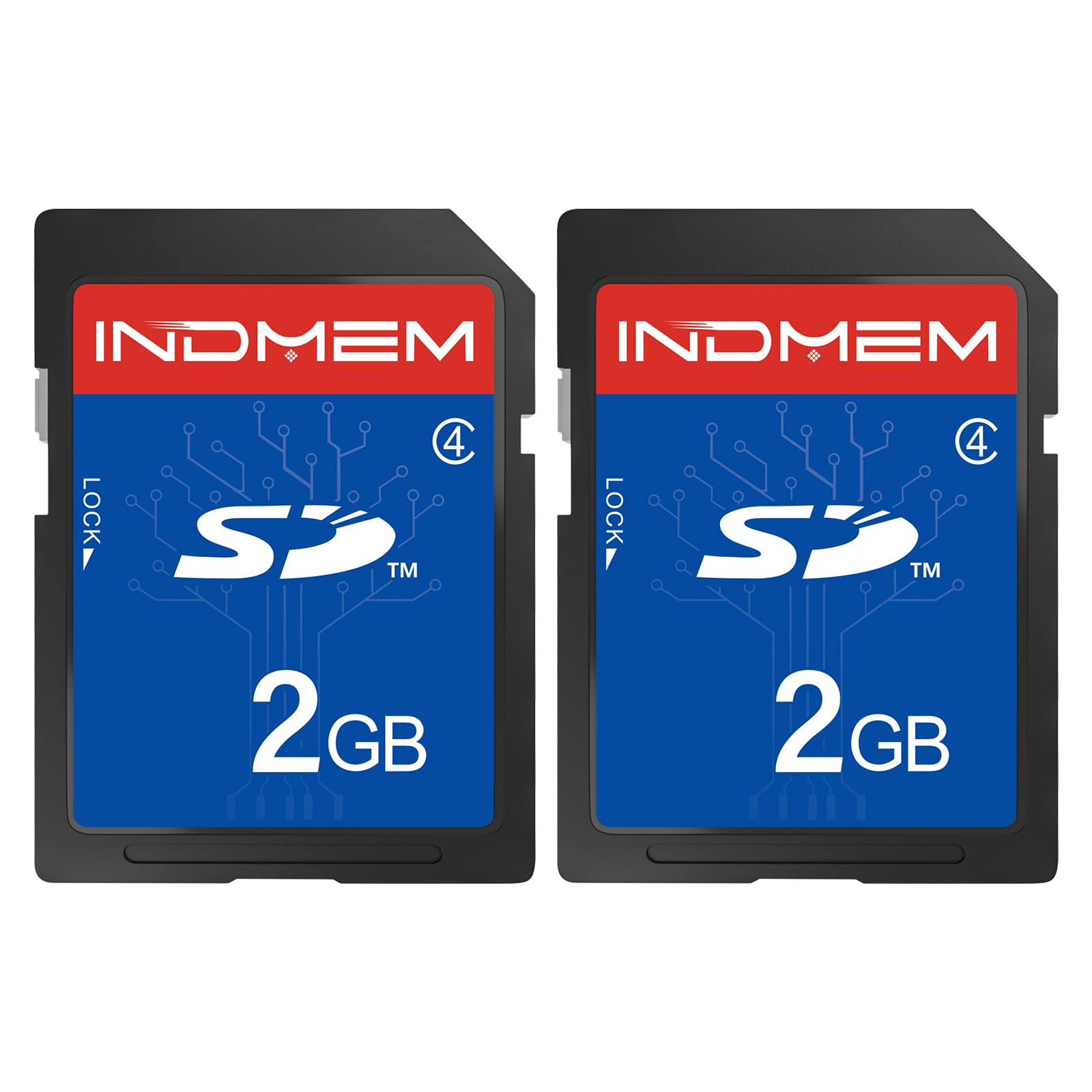 INDMEM 2 Pack SD Card 2GB Class 4 Flash Memory Card 2G SLC Stanard Secure Digital Cards (2PC)