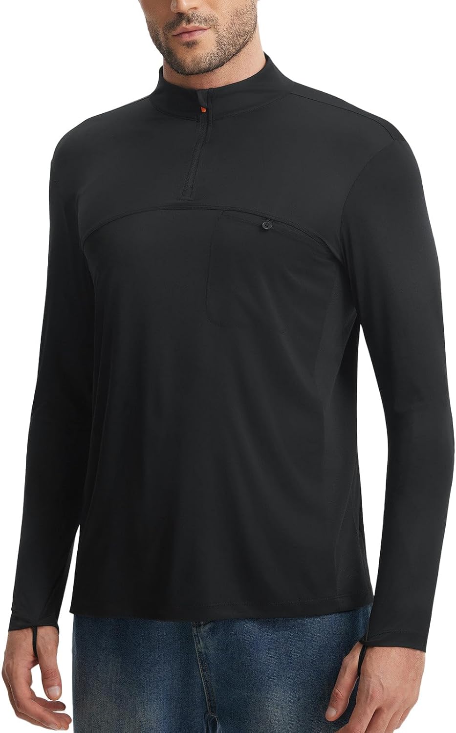 baleaf Men's Long Sleeve Sun Shirts 1/4 Zip Up UPF 50+ Fishing Hiking Lightweight Rash Guard UV Outdoor Running Shirt Tees - Image 2