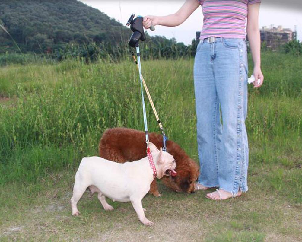 Ausziehbare Hundeleine, Doppelleine für 2 Hunde, bequemer Schaumstoffgriff, automatische Hundeleine, für große und mittelgroße Hunde, Schwarz