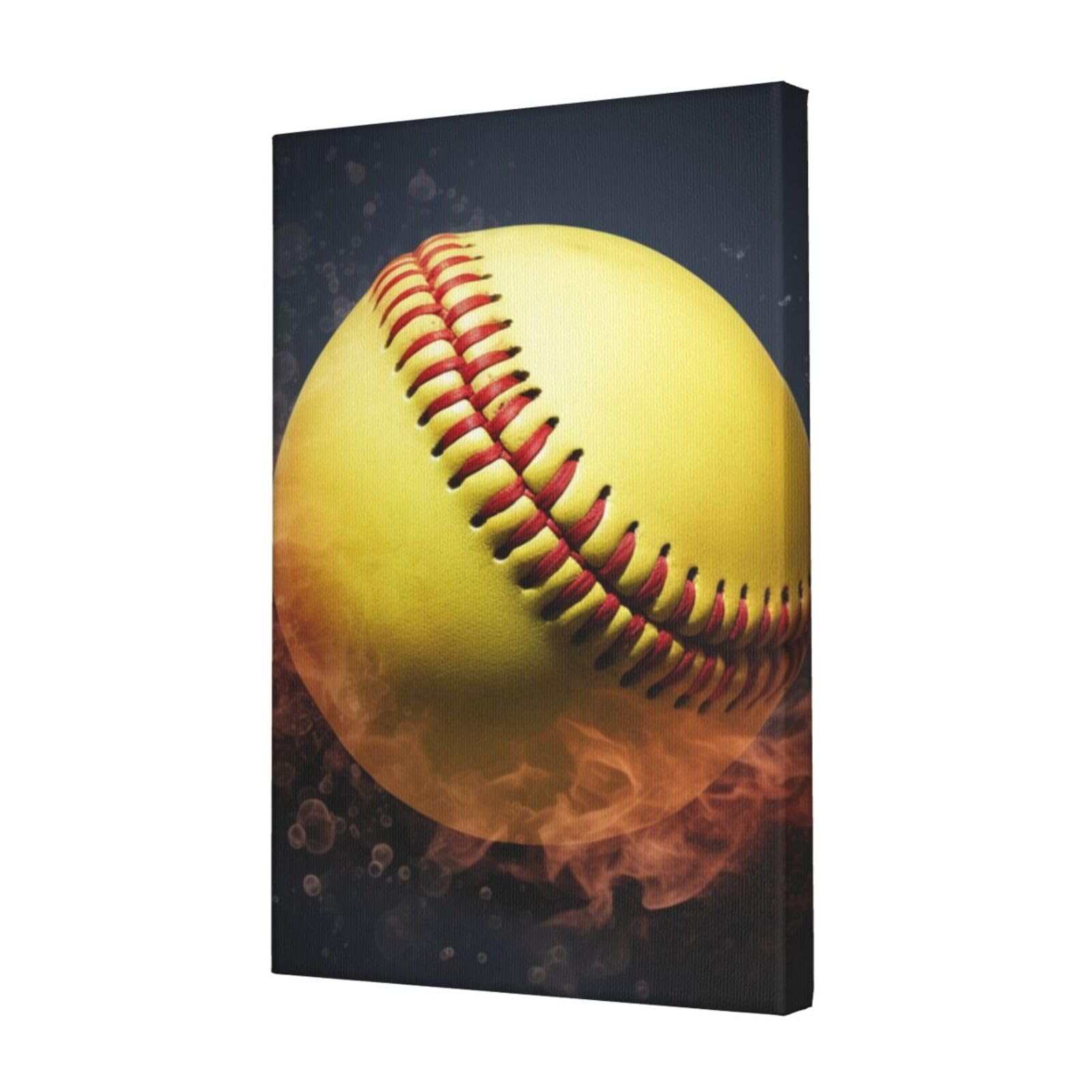 KLOPH Softball Canvas Wall Art for Living Room 12"x18" Modern Artwork Painting for Bathroom Hanging Canvas Prints Aesthetic Wallart for Bedroom Kitchen Office Wall Decor