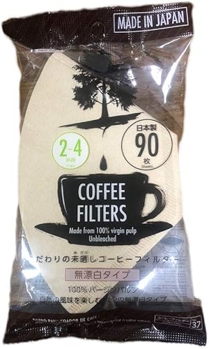 90 hojas de filtros de café desechables de 2 a 4 tazas hechas de pulpa 100% virgen fabricada en Japón