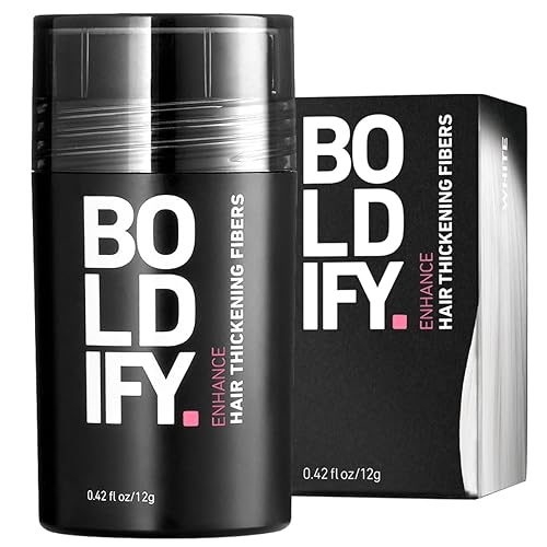 BOLDIFY - Fibras de pelo para el cabello fino (blanco), botella de 0.42 onzas oculta completamente la pérdida de cabello en 15 segundos, engrosador