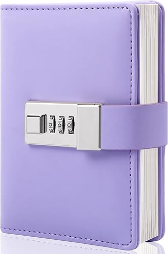 CAGIE Diario con candado, diario secreto personal, mini diario de bloqueo para niñas, adultos, mujeres, diario con candado, combinación de