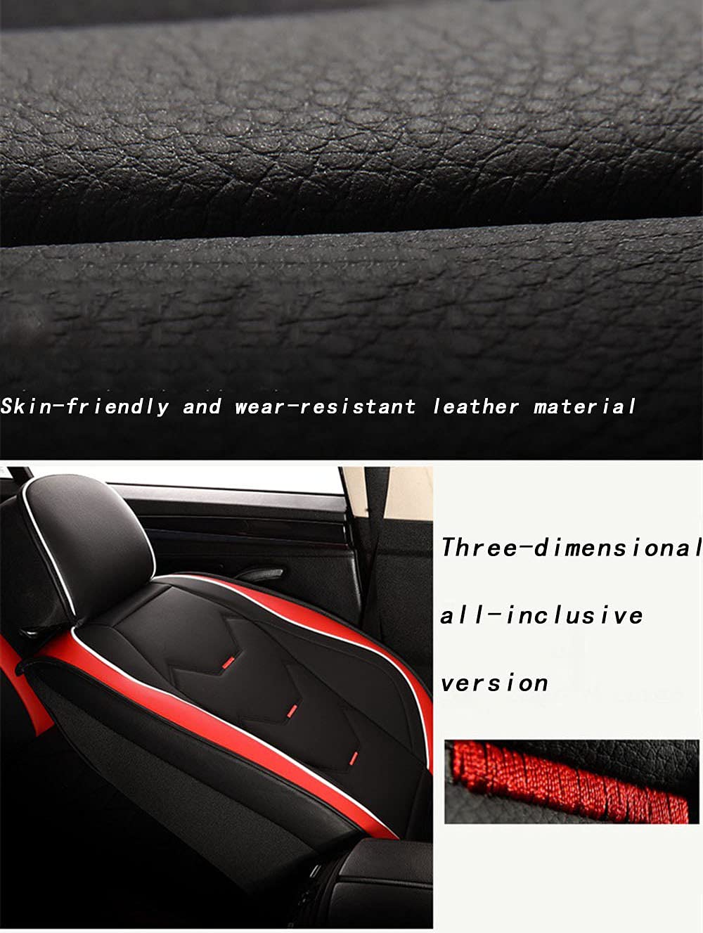 Pełny zestaw Universal Fit 5 Siedzenia Pokrowce na siedzenia samochodowe, Premium PU Skórzane pokrowce na przedni tylne tyły Pełny zestaw Siedzenia samochodowe Do Akcesoriów Auto Wnętrze,White 2 seats