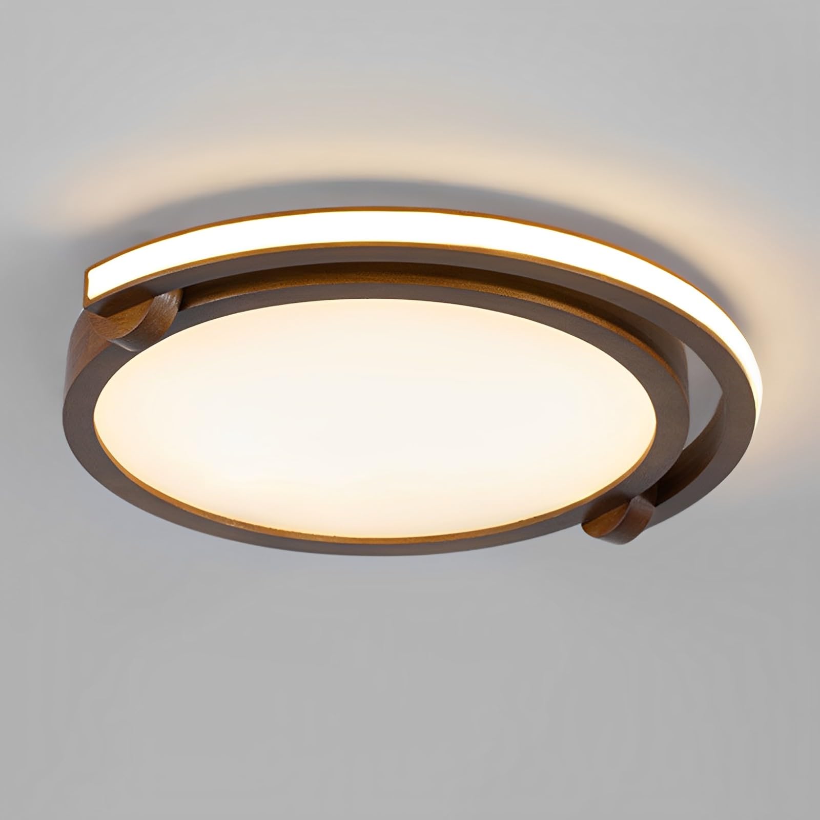 Plafonnier en bois simple LED pour bas de plafond et salon sombre