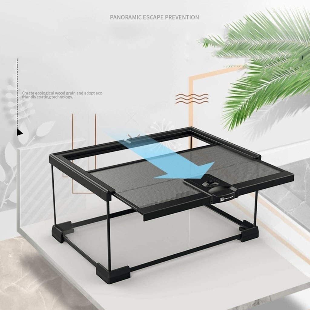 Tanque de Anfibios portátil, Terrario de vivero de Reptiles de Oficina, Jaula Transparente para Reptiles, Caja de bichos de Serpiente, Tortuga, camaleón y Lagarto