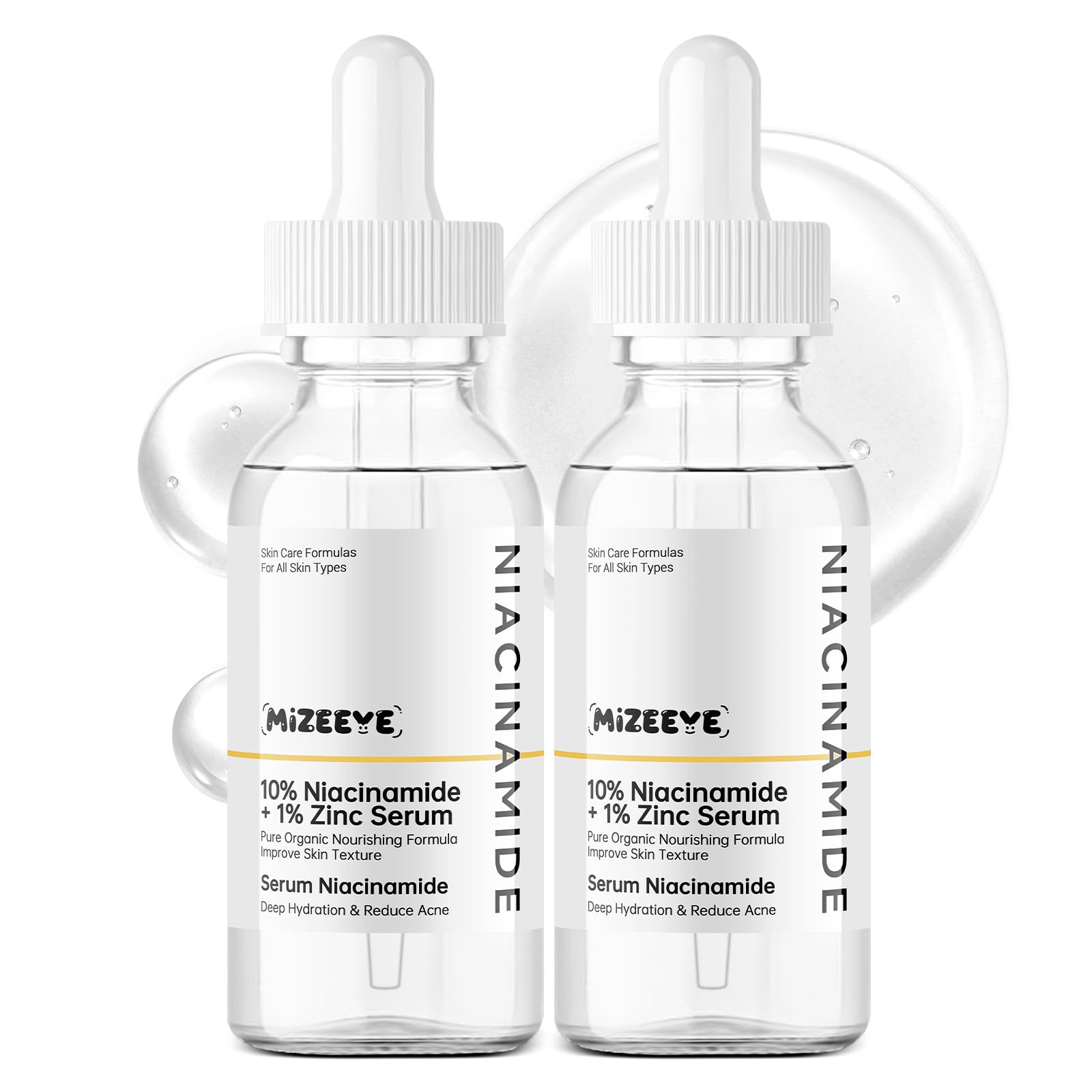 Niacinamide 10% + Zinc 1% Face Serum for Women, 2 PCS Refreshing Niacinamide Facial Serum For Acne.