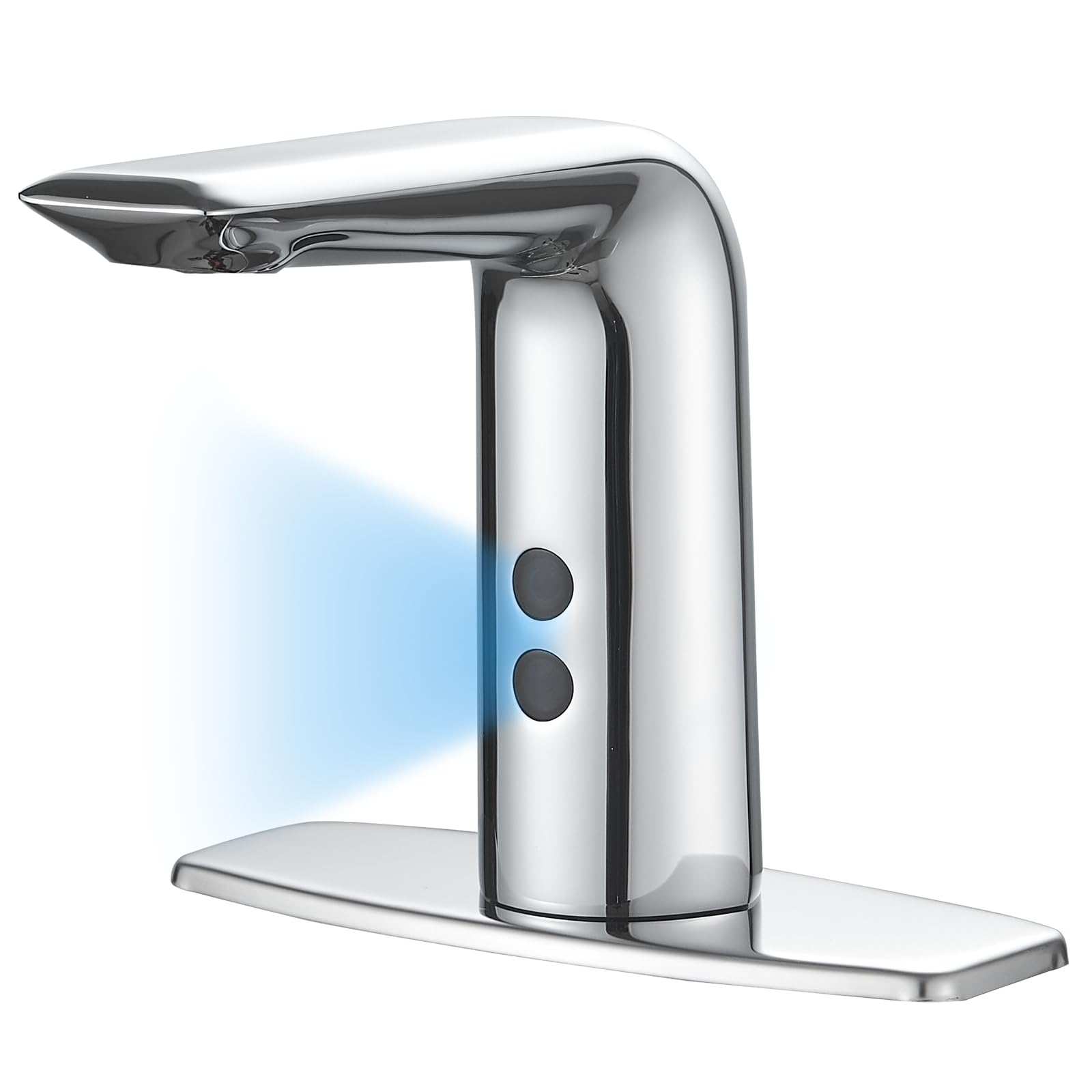 Photo 1 of ***FACTORY SEALED*** Bathfinesse Touchless Bathroom Sink Faucet Hands-Free, Battery or Plug-in Powered, Commercial Auto Motion Sensor Faucet, AC/DC Powered, Temperature Mixing Valve, Brass, Polishe Chrome