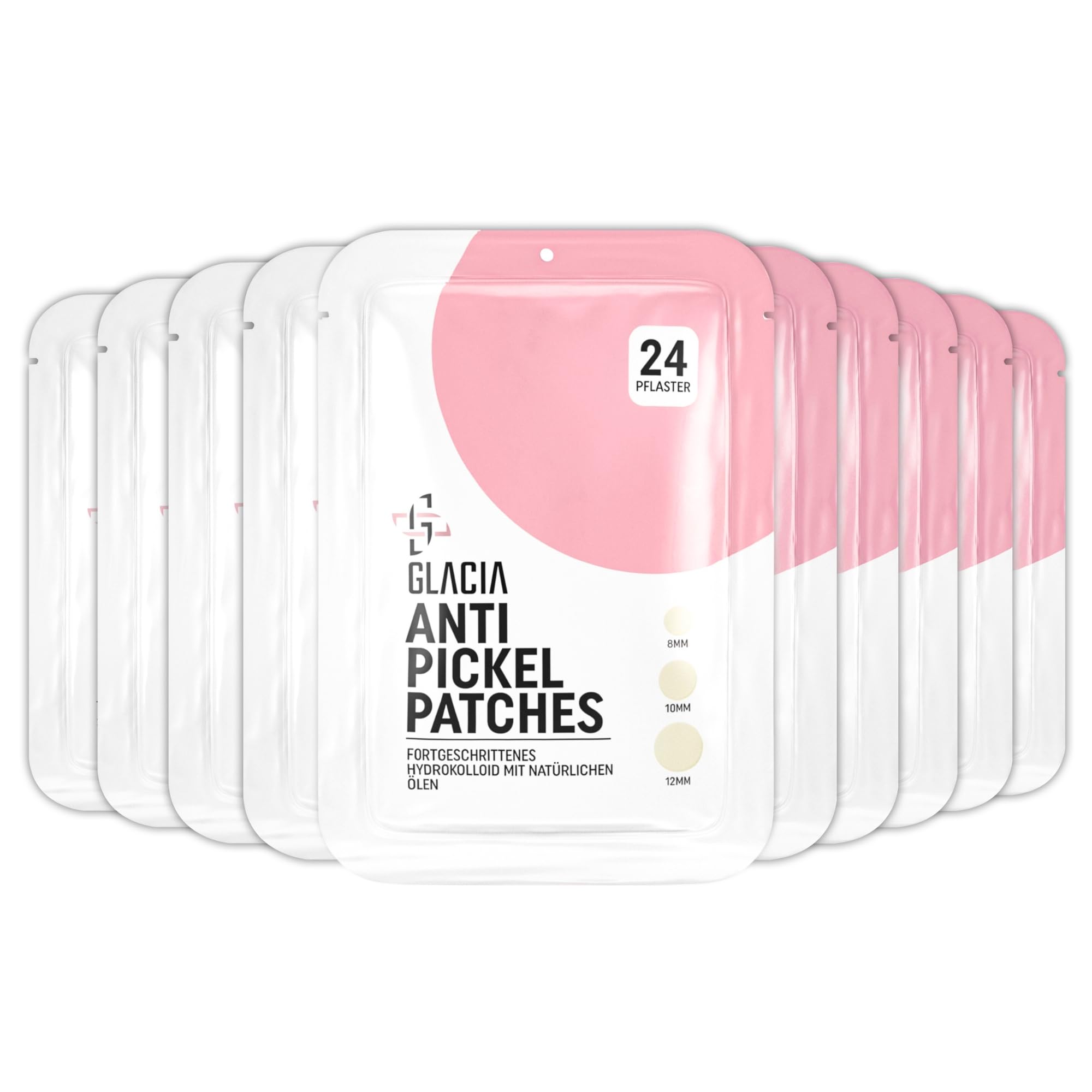 GlaciaPimple Patch ® - Pack of 240 Pimple Patches for All Skin Types - Hydrocolloid Plasters with Natural Oils such as Tea Tree and Calendula for Gentle Skin Care