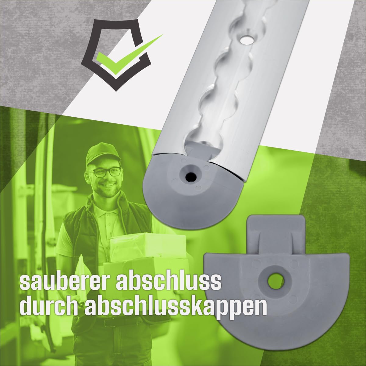 Rail D'avion Semi-circulaire Argenté Anodisé 2 X 1 M Avec 4 œillets Et