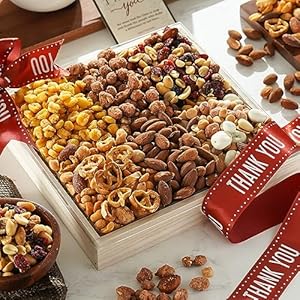 Broadway Basketeers Gourmet Nuts Gift Basket Collection for Thank You Gifts – Healthy Mixed Nuts for Men, Women, and Families Appreciation Kosher