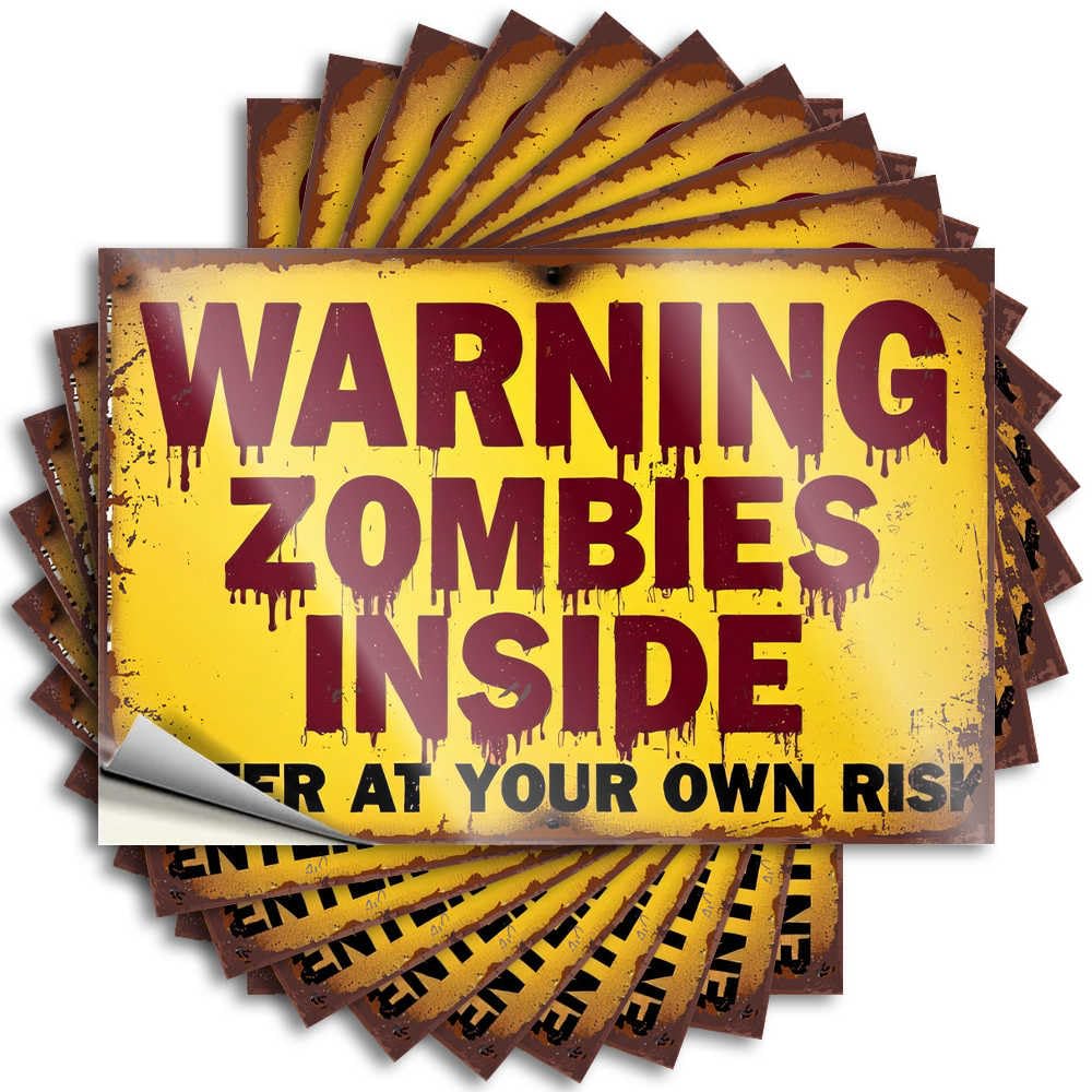 Playroom Decor Decals Durable Bumper | Zombie Warning: Enter At Your Own Risk Happy Self Adhesive Sticker for Mom DIY(8X12CM)
