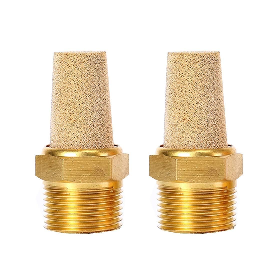 Pneumatic Silencer 1/4” Thread Brass Air Exhaust Muffler Sintered Bronze Mufflers Portable Pneumatic Solenoid Valve Muffler Silencer for Cylinders for Crank Cases for Valves for Gear Boxes (Pack of 2)-image-21