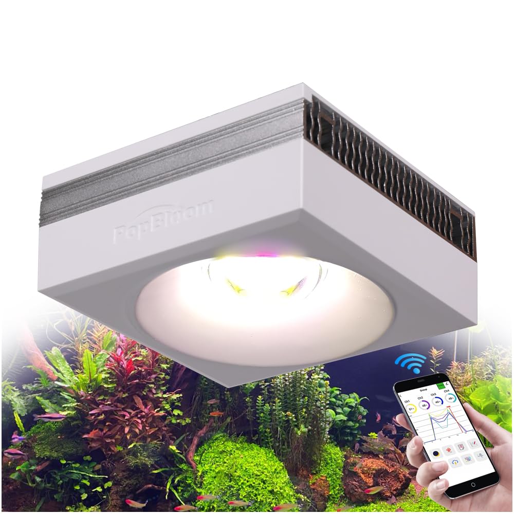 PopBloom RL90 Freshwater LED Aquarium Light 100W, WiFi APP Control Aquarium Light Full Spectrum for 16"-28" Freshwater Fishes Plants Tank, High Power & Programmable (1 Light with Hang kit)