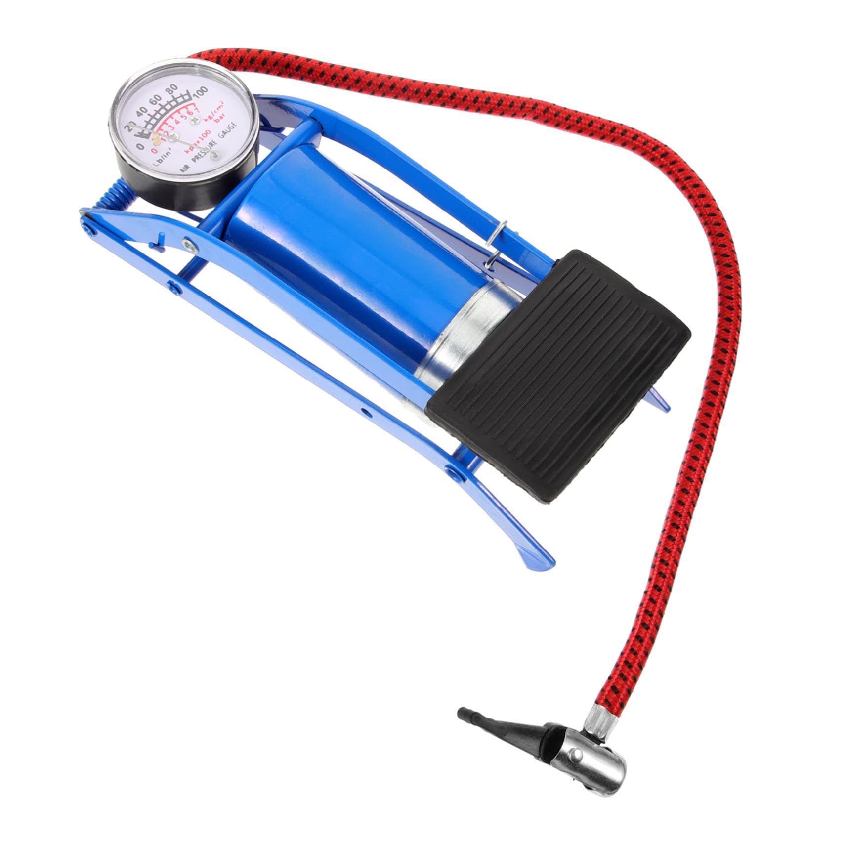 POPETPOP Bicycle High-Pressure Pump Bike Floor Pump Tire Inflator Foot Activated for Car Motorbike Ball Mini Red