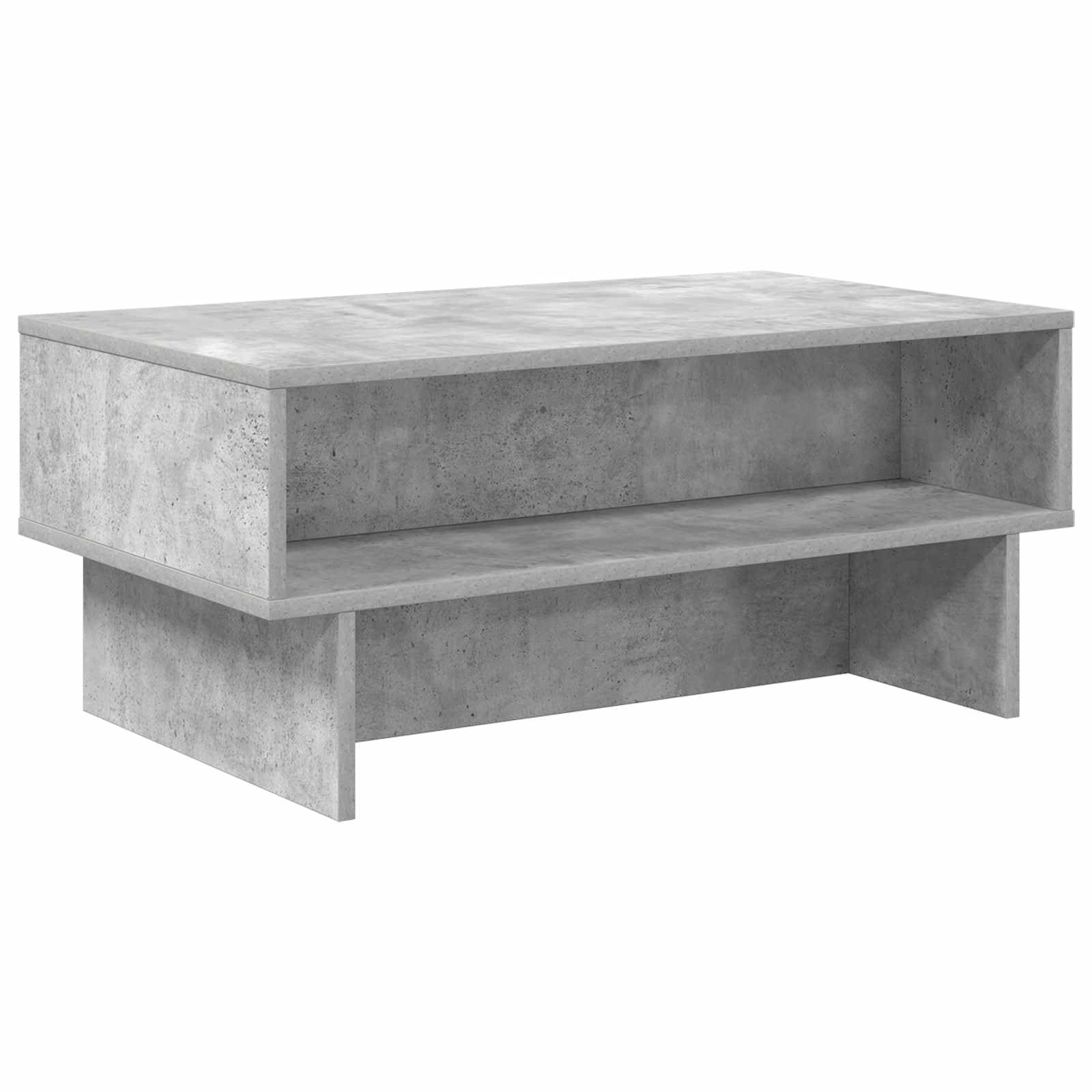 Mesa de centro de hormigón gris 80 x 46 x 35 cm con 2 estantes de madera de diseño moderno, robusta y duradera, pequeña mesa de salón para salón