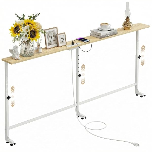 Adjustable Oak Wall-Adjacent Console