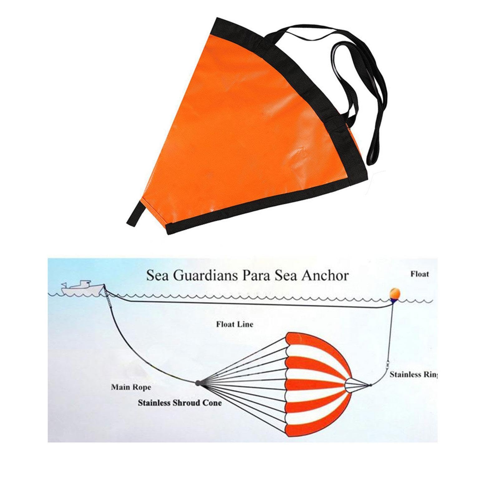 Oshhni Ancre Flottante, bouée de freinage, Ancre pour Kayaks, pontons et voiliers, de pêche à la traîne, Corde Noire, 24 Pouces