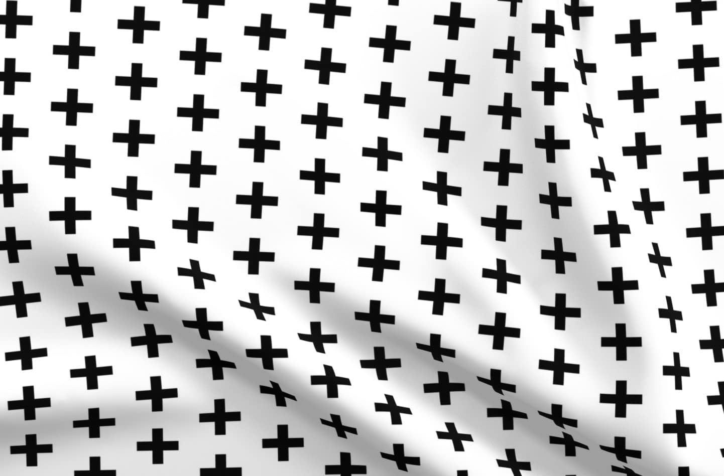 Spoonflower Fabric - Black White Plus Cross Swiss Printed on Upholstery Velvet Fabric Fat Quarter - Upholstery Home Decor Bottomweight Apparel