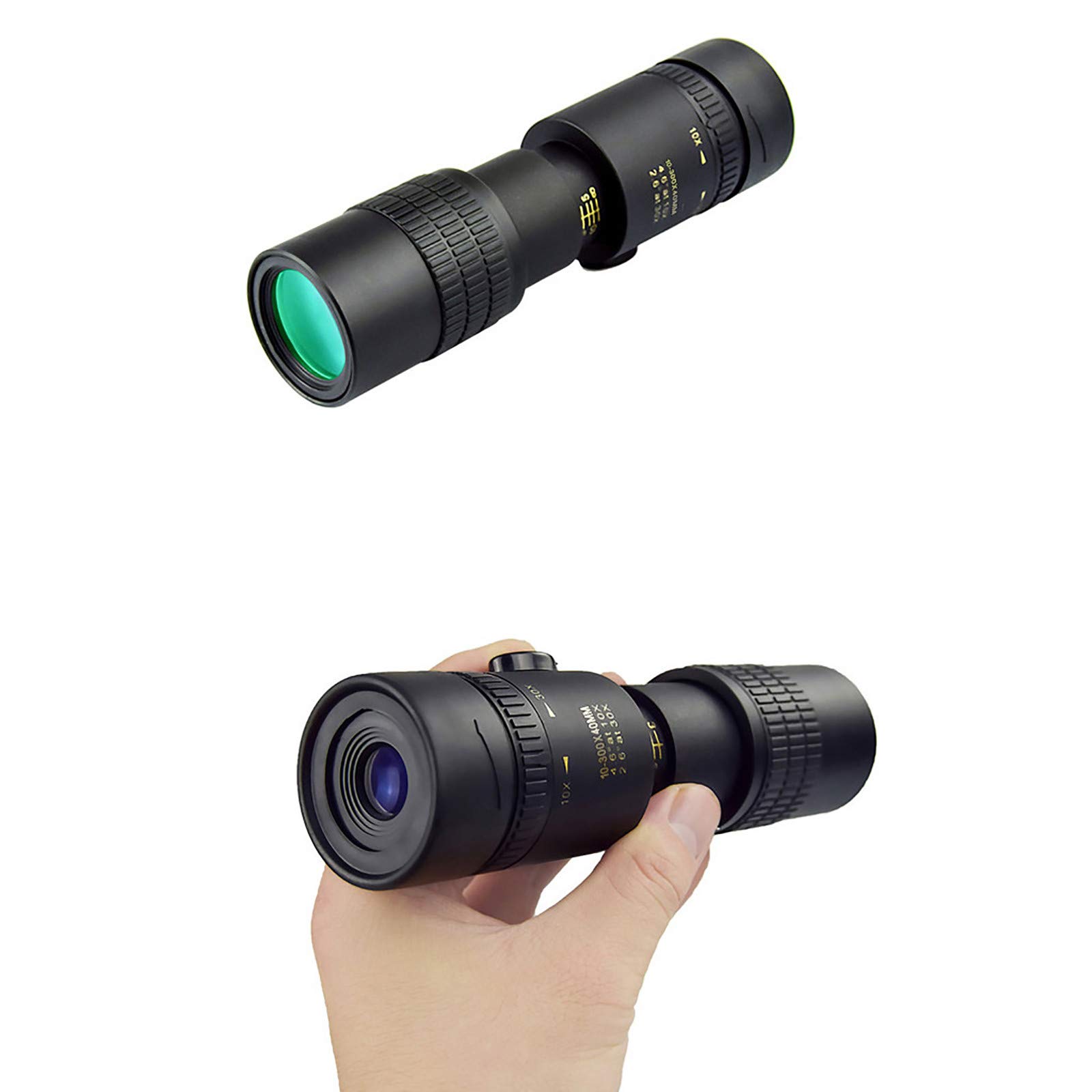 Telescopio monocular Alta Potencia 4k, 10-300x40 mm, superteleobjetivo, Zoom, Ligero, para Exteriores, con Soporte para teléfono, binoculares para observación Aves y Acampada.