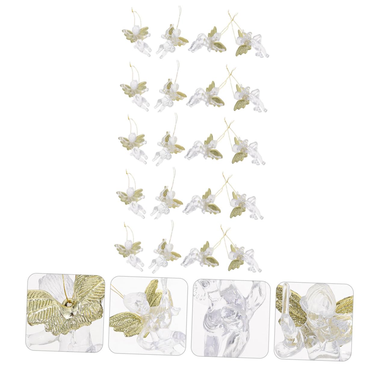 IMIKEYA 60 Pièces Pendentif Ange Transparent Poupée Suspendue De Noël Ornement De Poupée d'ange Décoration De Noël à La Maison ée Suspendue Arbre De Décorations De Plastique