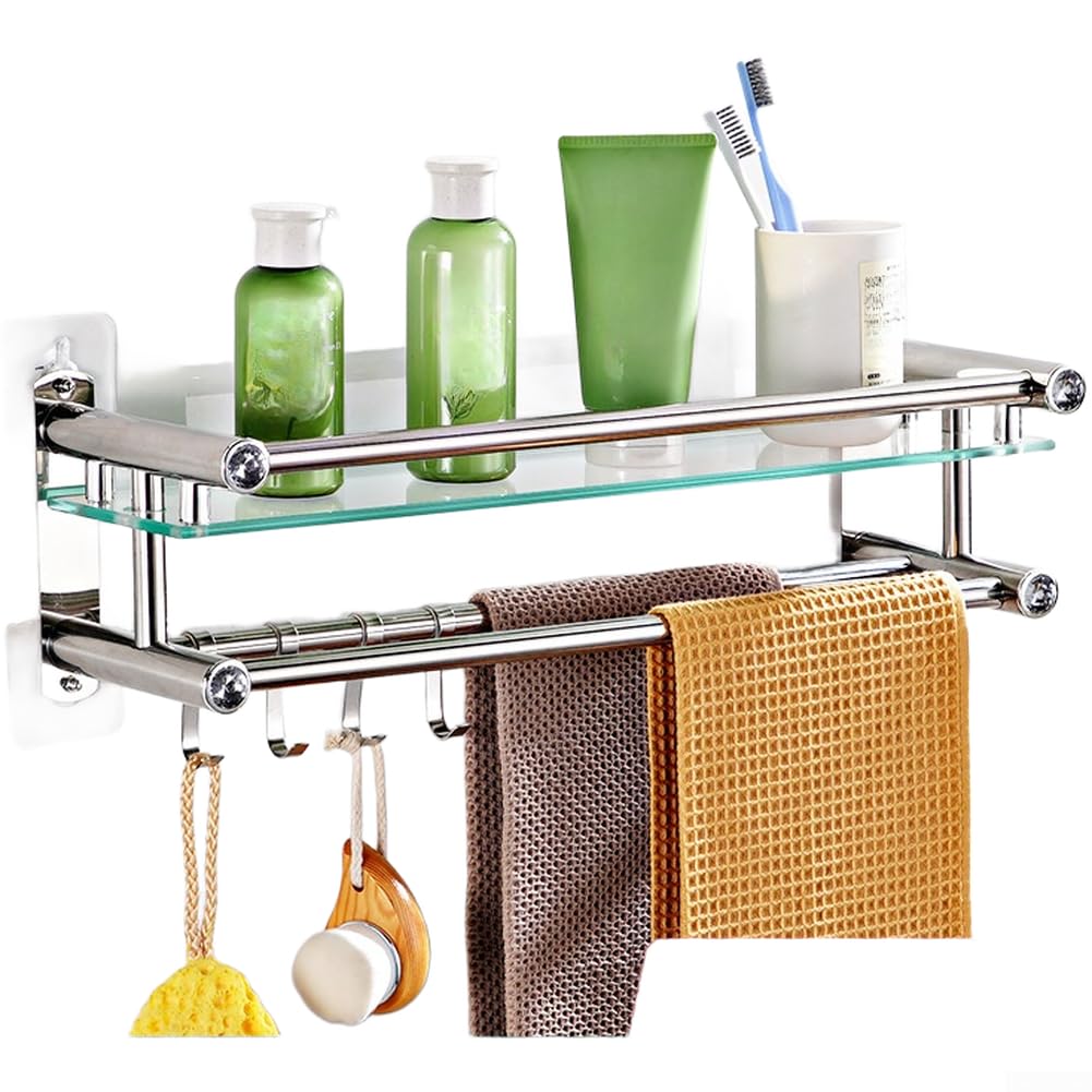 pour étagère Douche Verre Trempé 30cm Perçage pour étagère(C)