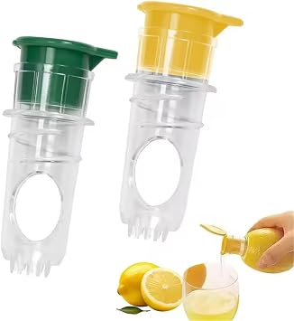 Lemon Squeezer, Spiral Lemon Juicer Squeezer, Manual Juice Extractor with Built-In Filter, Portable Lime Squeezer with Lid, Manual Citrus Press, Easy to Make Juice from Fruits,2 PCSYellow+Green