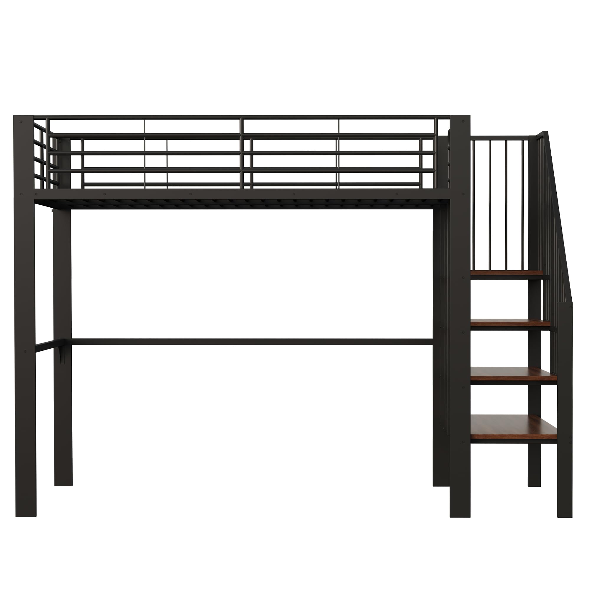 Dolamaní Letto a soppalco 140 x 200 cm per bambini e adulti, con ampio spazio di archiviazione sotto il letto e scala ideale (Nero B)