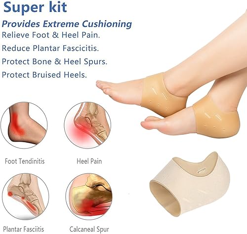 Miniatura 2 de Taloneras de gel para el dolor de talón, fascitis plantar, tendinitis de Aquiles, tratamiento de talones agrietados, protectores de talón, unisex (2
