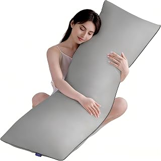 YZ HOME だきまくら 抱き枕 150×50cm 長い枕 横向き寝 等身大 厚み調整可能 ふわふわ 安眠枕 快眠サポート クッション カバー洗える 男女兼用 妊婦/プレゼント グレー (150 50)