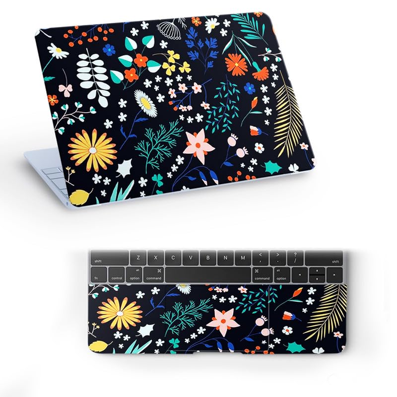 Image of Floral D38 Top+Wrist Pad Vinyl Laptop Skin /Sticker /Cover for 14 Inches Laptops Laminated-Removable-HD Quality Compatible for Hp-Dell-Sony-Lenovo-Asus etc.(13.8x9.6 Inches)