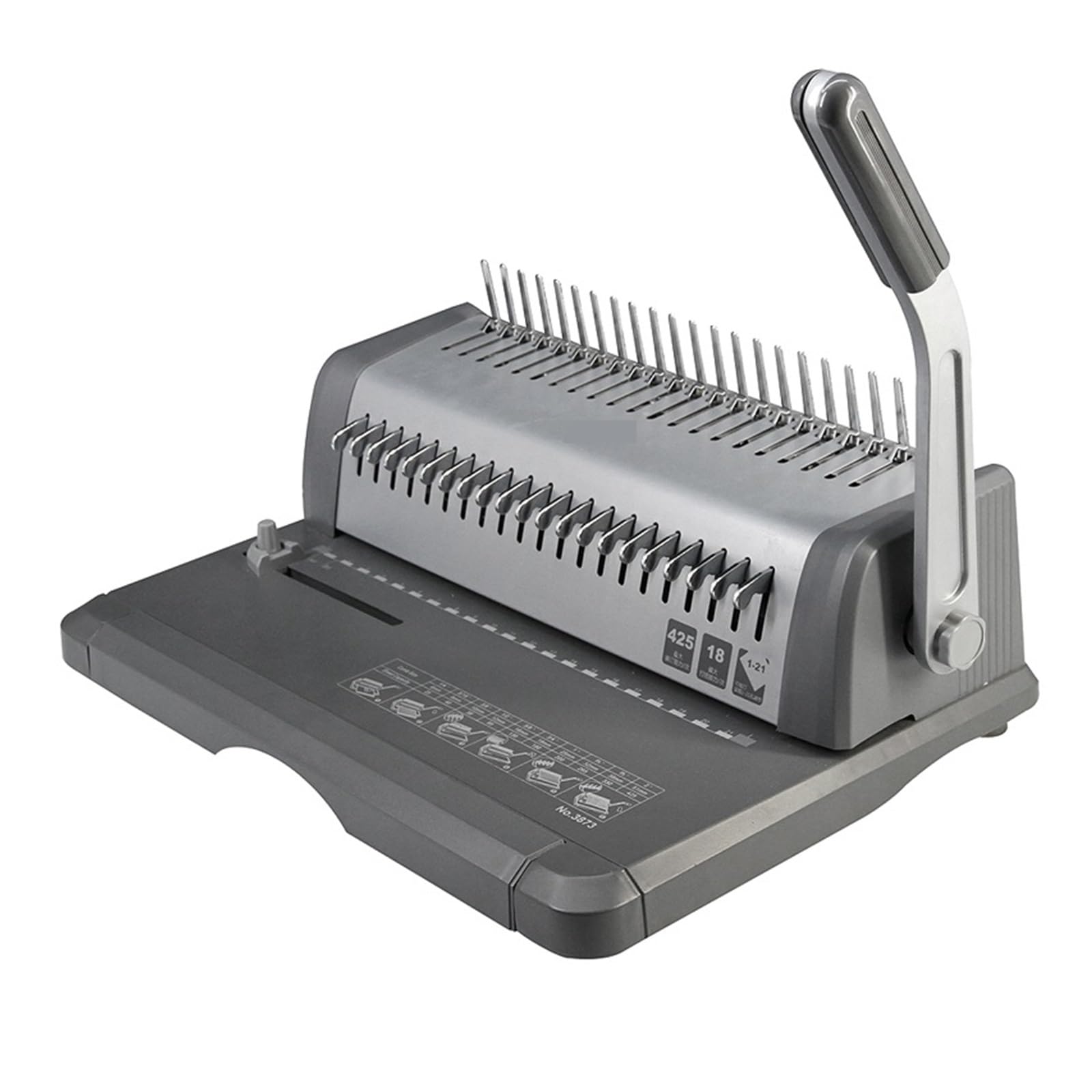 Macchina rilegatrice, 3873 Macchina rilegatrice manuale ad anelli metallici for impieghi gravosi, 425 fogli, 18 fori, 425 pagine, rilegatura di 25 fogli, foro perforatore per ufficio e uso domestico