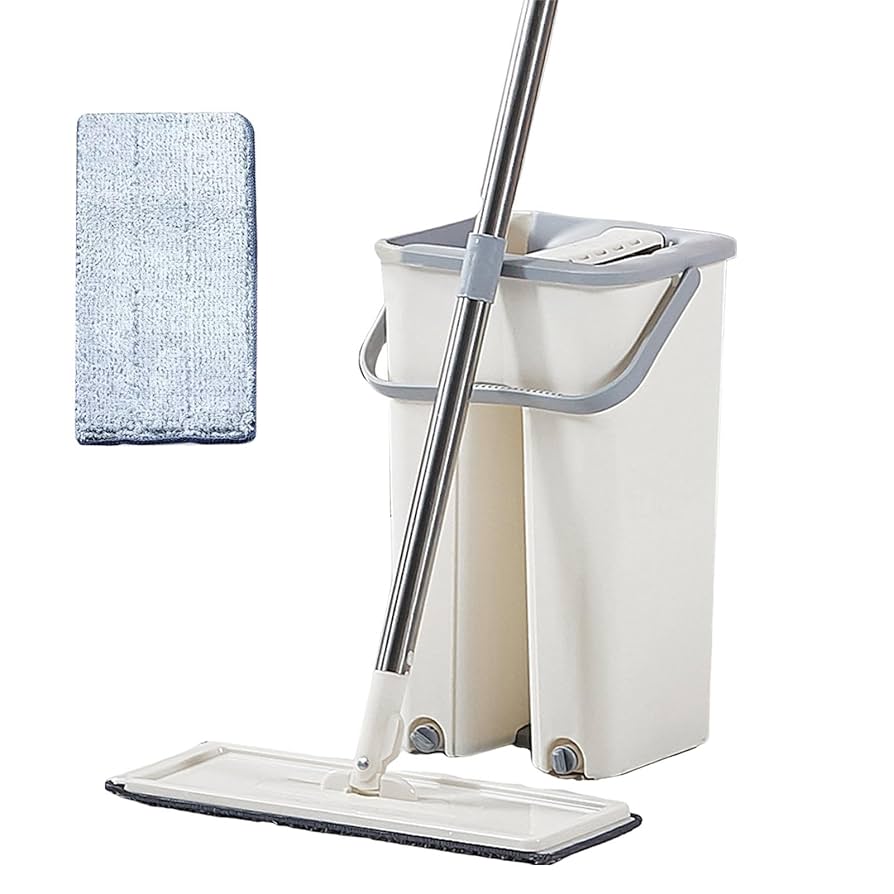 使いやすい専用バケツ付きフロアモップ Amazon｜回転モップ 拭き掃除 モップバケツセット モップ バケツ