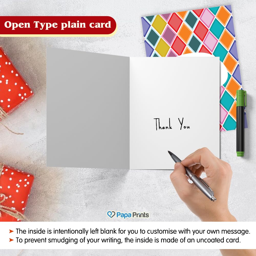Papa Prints Pack of Thank You Cards Pack Kids (149 x 105 mm) Pack of 12 Thank You Greeting Cards with Envelopes Teacher Card Multipack - Image 4