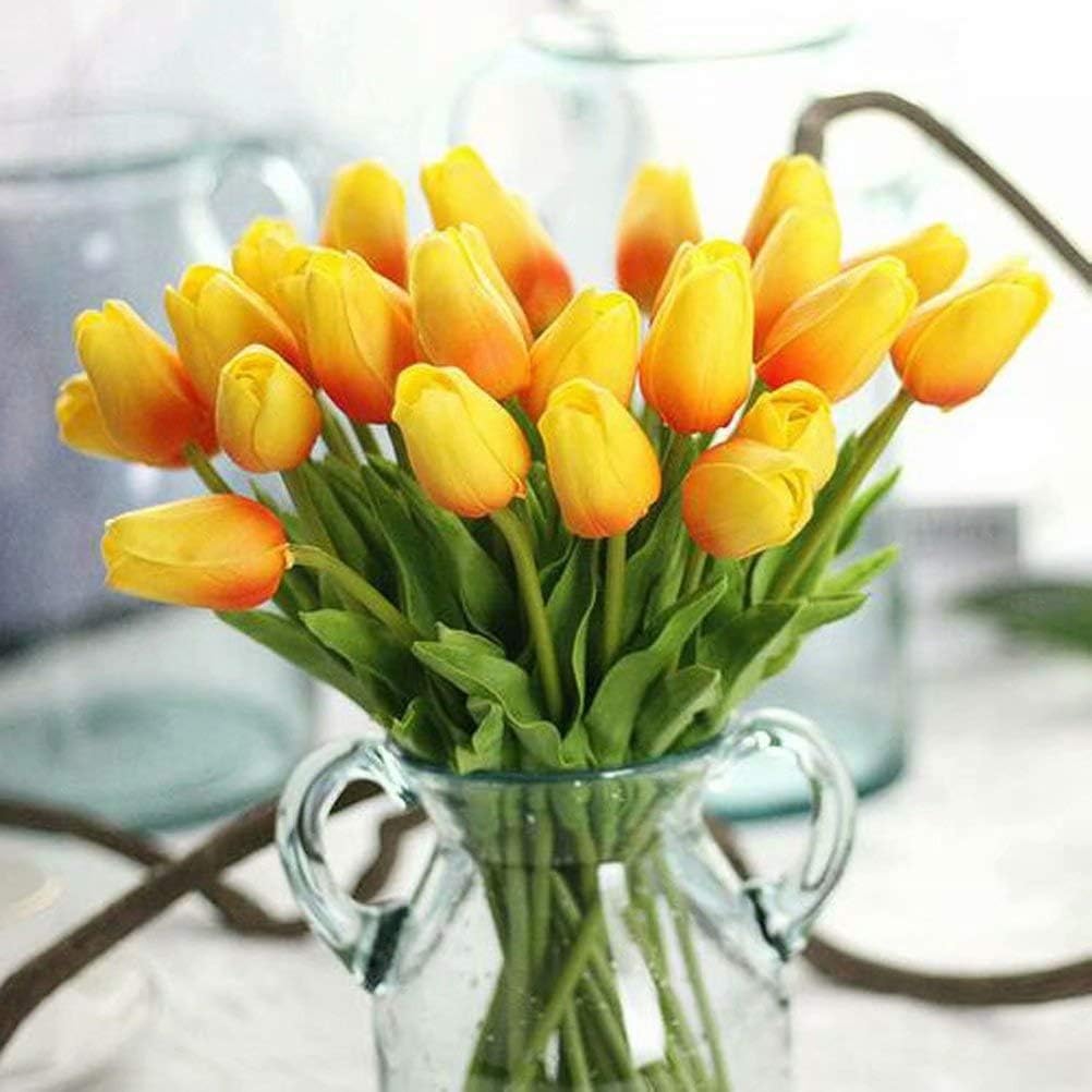 30PCS Real-Touch Tulips Artificial Fake PU Tulips Flowers for Home Wedding Party Decor