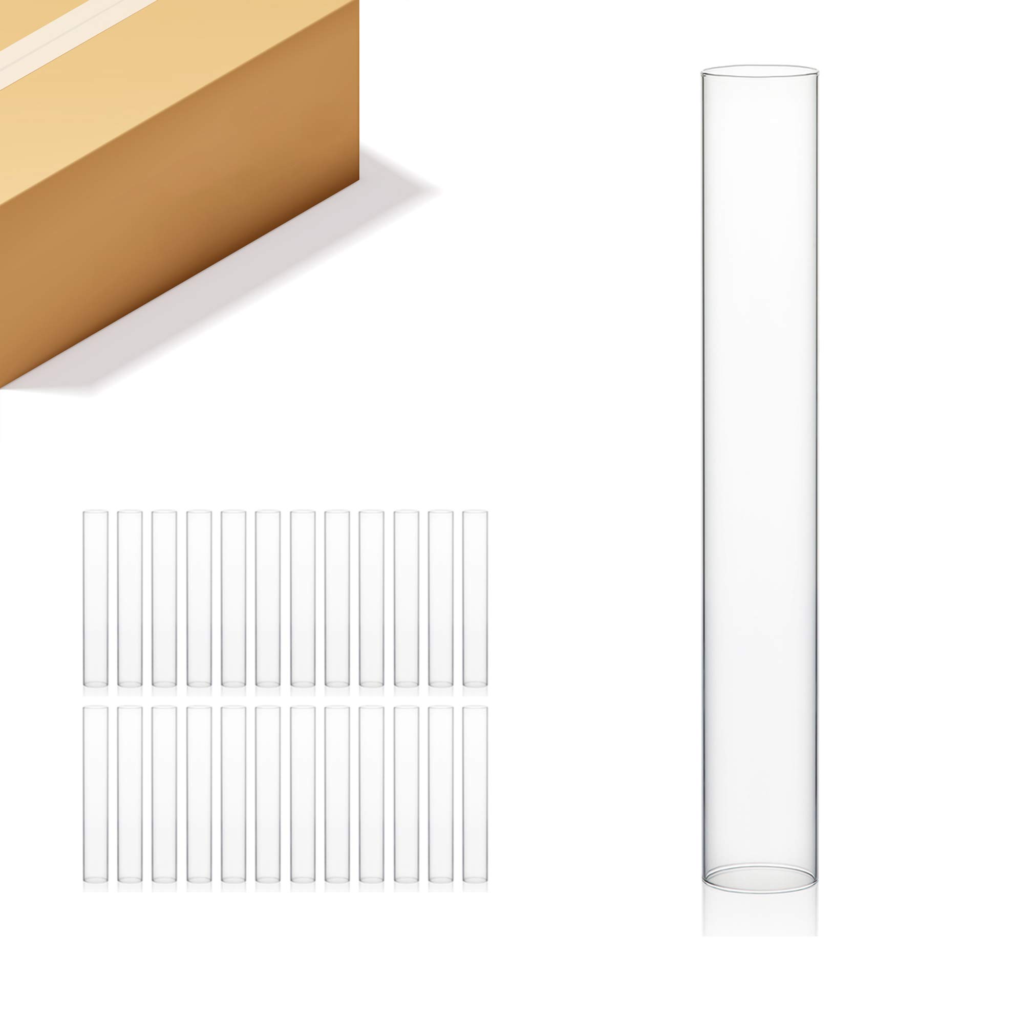 WGVI Hurricane Candle Holder Sleeve, Wide 2", Height 14", Clear Glass Cylinder Candleholder, Chimney Tube, Open Ended Candle Shade, 24 Pieces Bulk