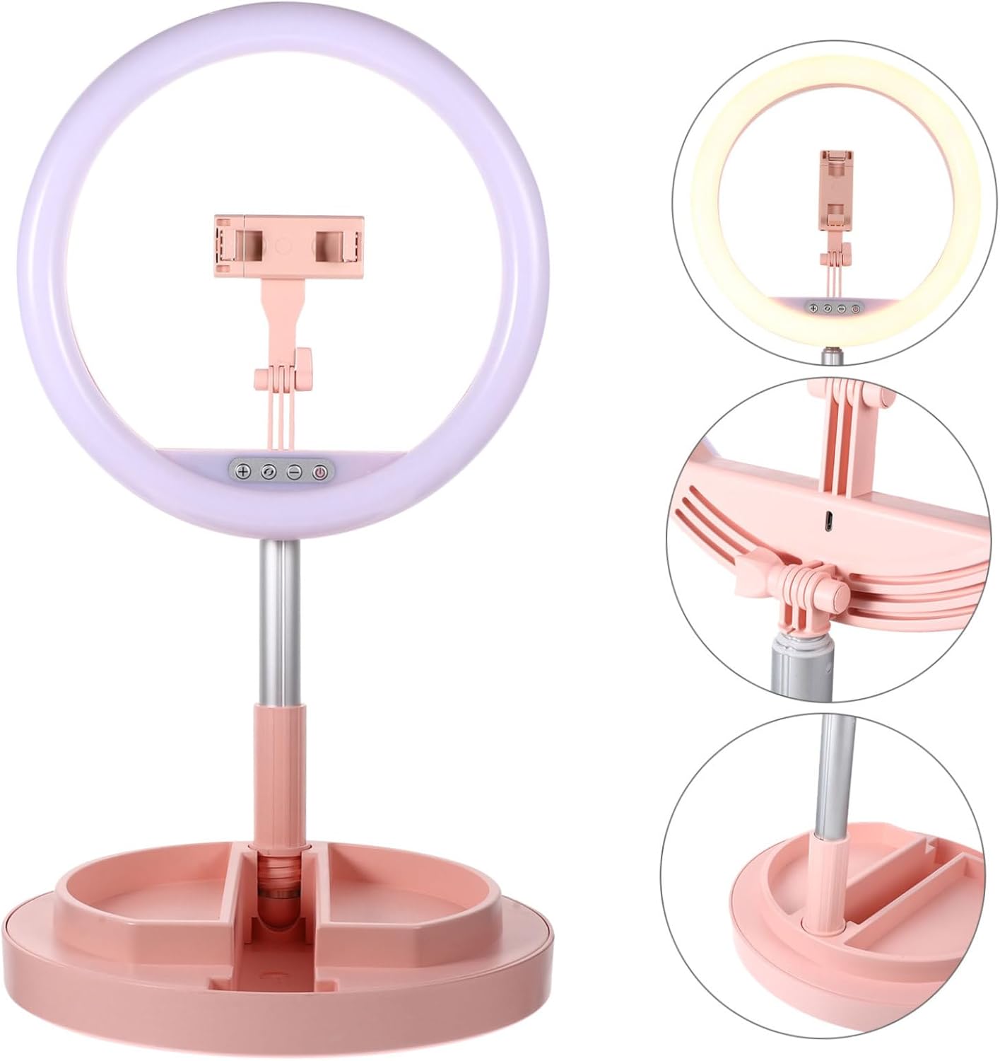 DOITOOL 1pc Led Light Retractable Phone Stand Portable Color Fill Light for Live Streaming and Photography USB Powered Easy Brightness Control Lightweight Design