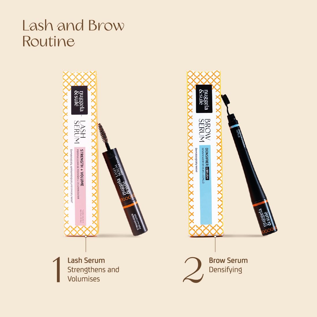 Nuggela & Sulé Lash Serum. Wimpernserum mit Doppelwirkung: Kräftigend und Volumenspendend. Mit Fo-Ti-Extrakt. Durch klinische Studie belegt. 5 ml + 5 ml