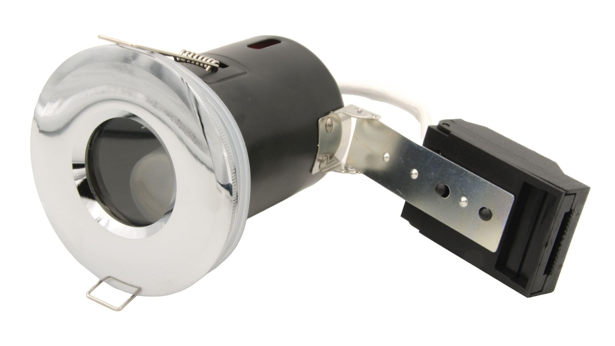 Leyton Lighting Mains GU10 IP65 Fixed Bathroom Shower Downlight Chrome Down Light Excludes Spot Bulb